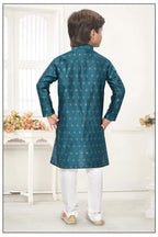 Neera Trendz Rama Jacquard Zari Work Kid's Kurta With Pyjama | Grocsy