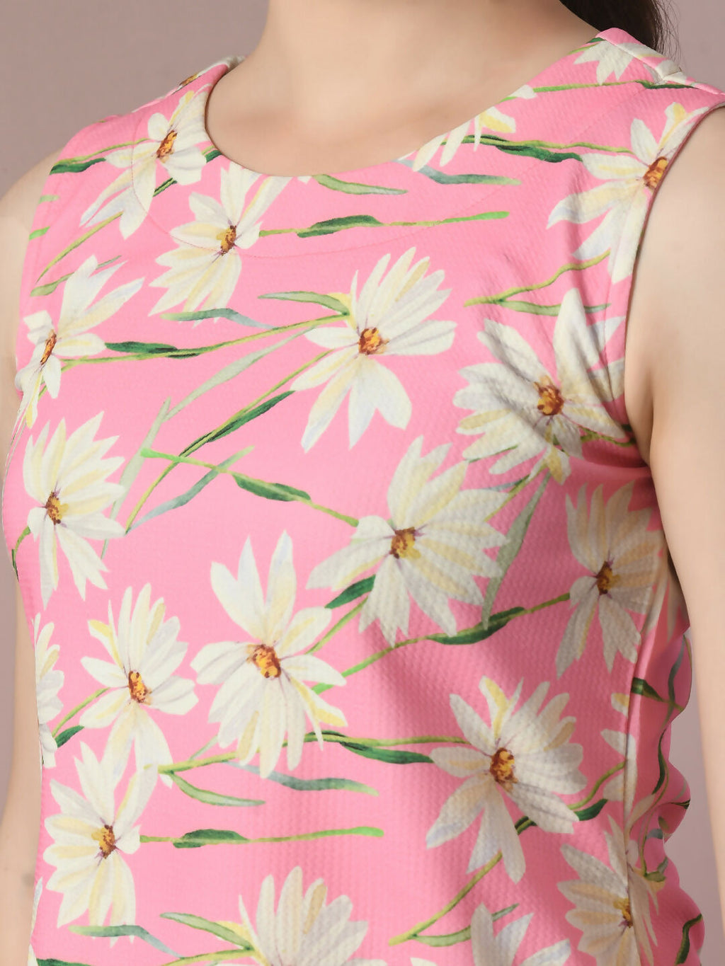 Myshka Women's Pink Printed Round Neck Party Top With Shorts Co-ord set | Grocsy