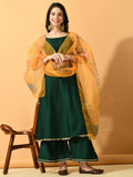 Myshka Women's Green Solid Party Kurta Sets | Grocsy