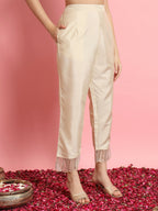 Vellora Elegant Beige Silk Blend Casual Wear Embroidered Salwar Suit | Grocsy