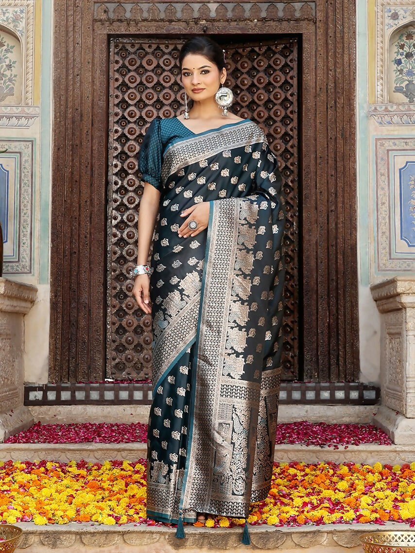 Shree Shyam Fashion Tarquice Silk Saree | Grocsy
