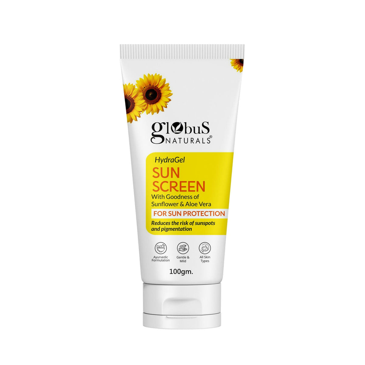 Globus Naturals Hydra Gel Sunscreen With Goodness of Sunflower & AloeVera For Sun Protection All Skin Types | Grocsy