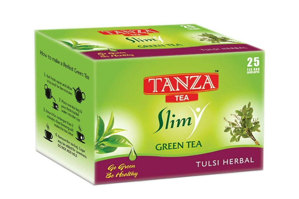 Tanza Tea Slim Green Tea Bags Tulsi Herbal | Grocsy