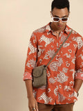 Orange Men Pure Cotton Relaxed Opaque Printed Casual Resort Shirt - Mahotsav | Grocsy