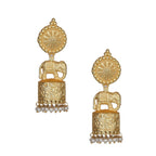 Joban Fashion Women Matte Gold Brass Jhumka | Grocsy