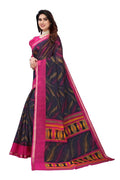 Vamika Navy Blue Linen Zari Border Saree | Grocsy