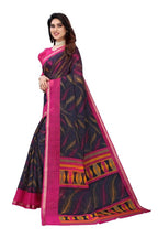 Vamika Navy Blue Linen Zari Border Saree | Grocsy