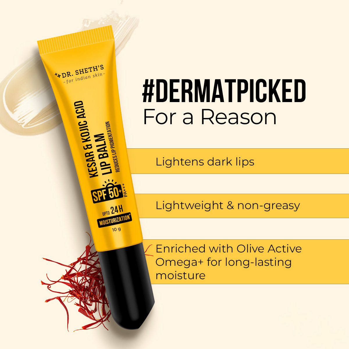Dr. Sheth's Kesar & Kojic Acid Lip Balm | Grocsy