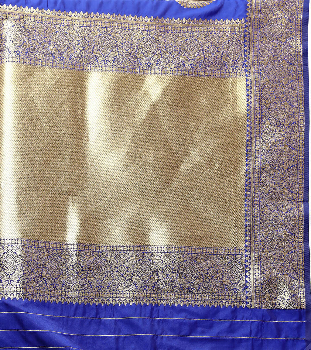 Lorenvalley Fashion Blue Soft Silk Woven Design Gold Zari Weaving Saree | Grocsy