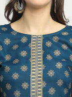 Rudra Bazaar Stright Gold Printed Kurti With Palazzo | Grocsy