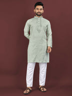 Anaita Green Embroidered Silk Straight Kurta | Grocsy