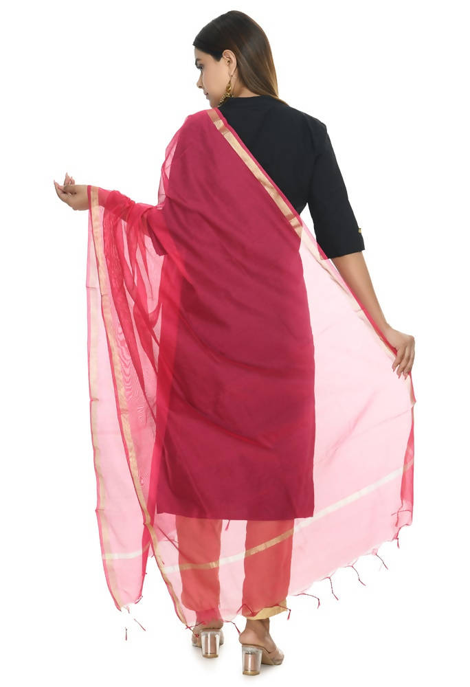 Mominos Fashion Magenta Banarsi Piping Dupatta | Grocsy