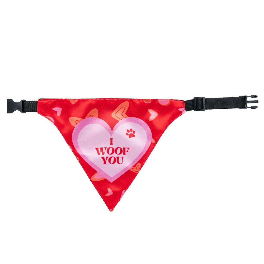 Waggety Dog Bandana - I Woof You, Soft Fabric, Stylish Pet Accessory for Dogs - Red | Grocsy