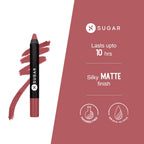 Sugar Cosmetics Matte as Hell Crayon, Lasts upto 8hrs, Water Resistent Lipstick for Women - 07 Viola | Grocsy