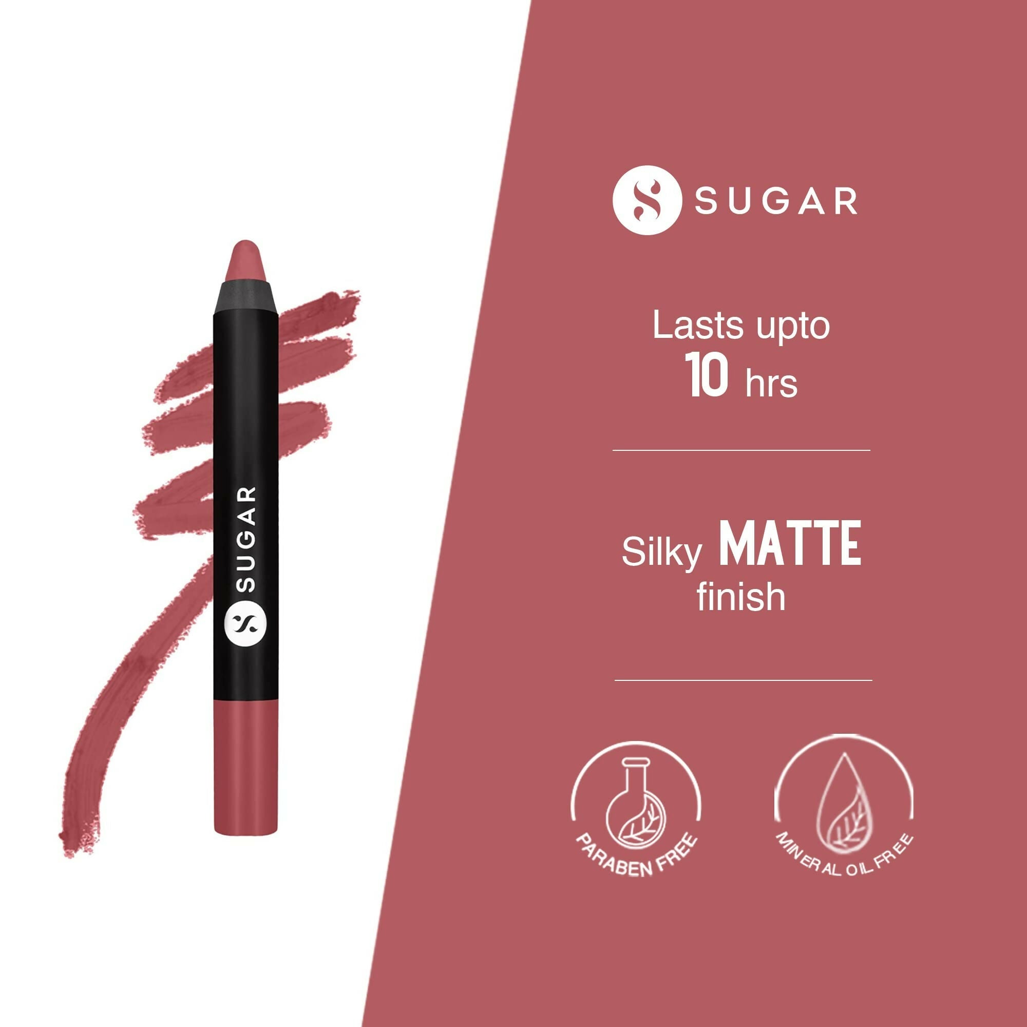 Sugar Cosmetics Matte as Hell Crayon, Lasts upto 8hrs, Water Resistent Lipstick for Women - 07 Viola | Grocsy