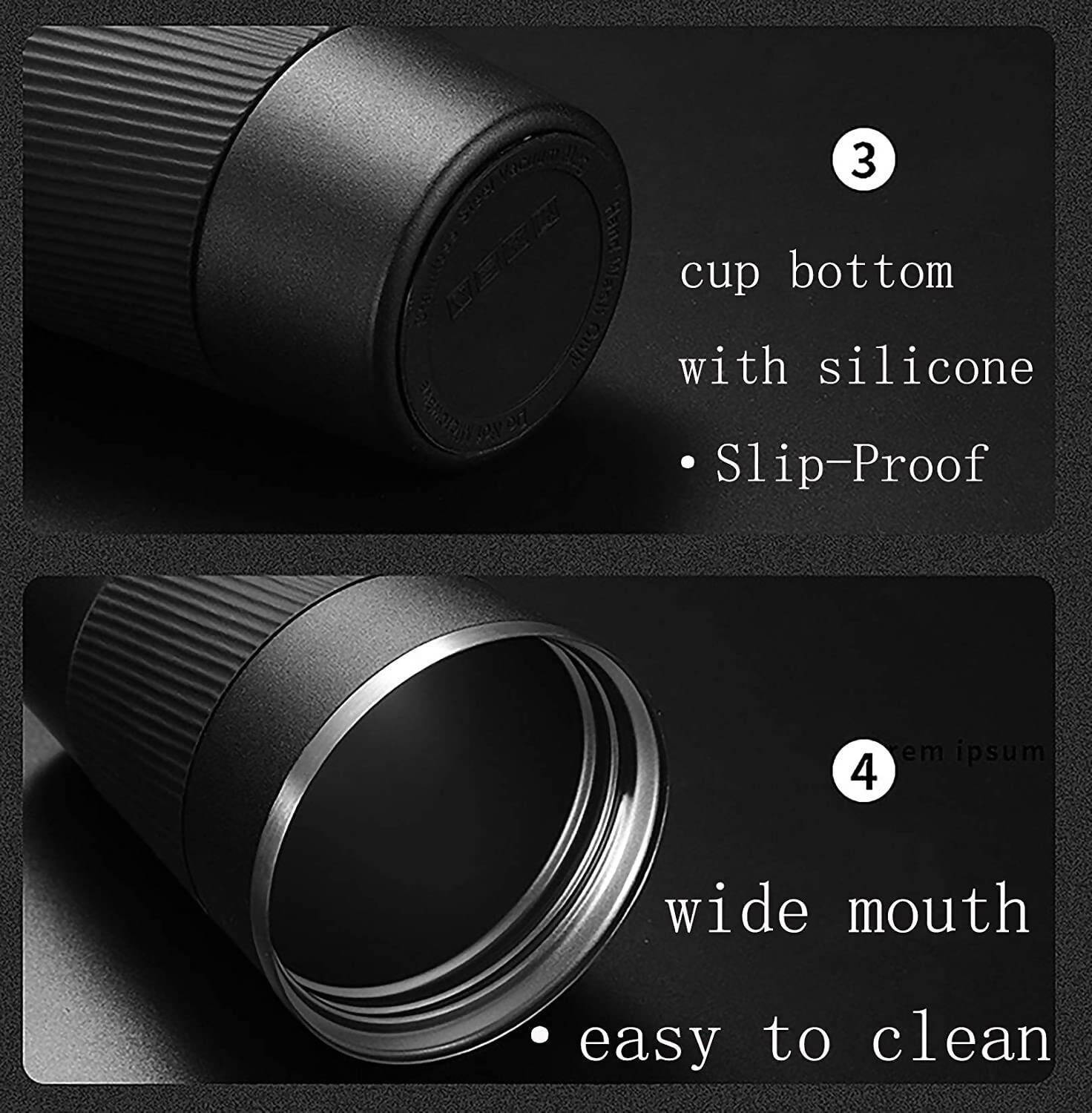 Wosta Insulated Travel Coffee Mug Tumbler 2.0 - 510ml (Black) | Grocsy