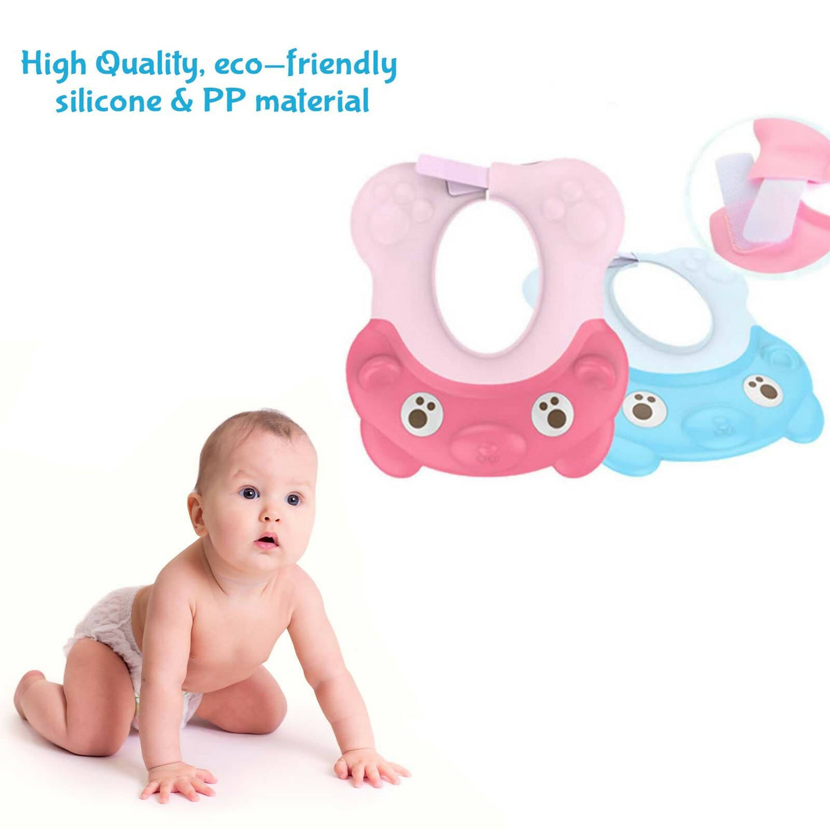 Safe-O-Kid Shampoo Shower cap for kids set of 2pcs- Blue Colour | Grocsy
