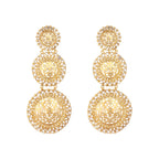 Nuyug 22K Gold Plated Stone Studded Contemporary Shaped Drop Earrings | Grocsy