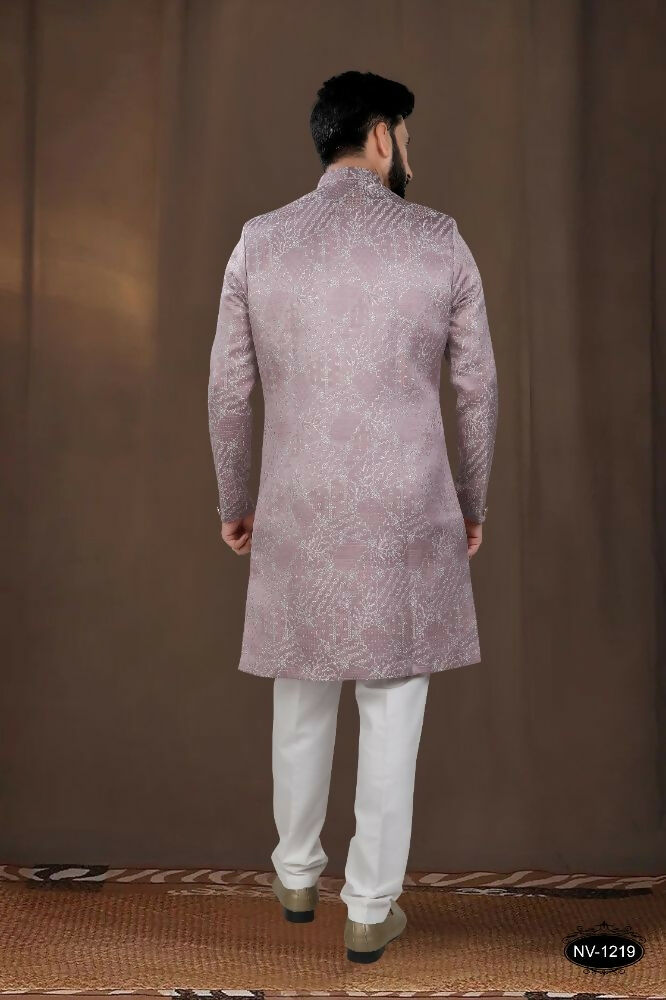 Joban Fashion Men's Pink Woven Jacquard Kurta with Pyjama | Grocsy