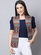 Even Apparels Brown 100% Polyester Open Front Women's Waistcoat | Grocsy