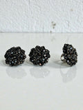 Inhanns Rangmani Crystal Duo – Adjustable Ring + Statement Earrings Set - Black | Grocsy
