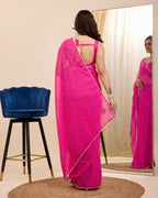 Pink Georgette Designer Printed Ready To Wear Saree - Ibiza | Grocsy