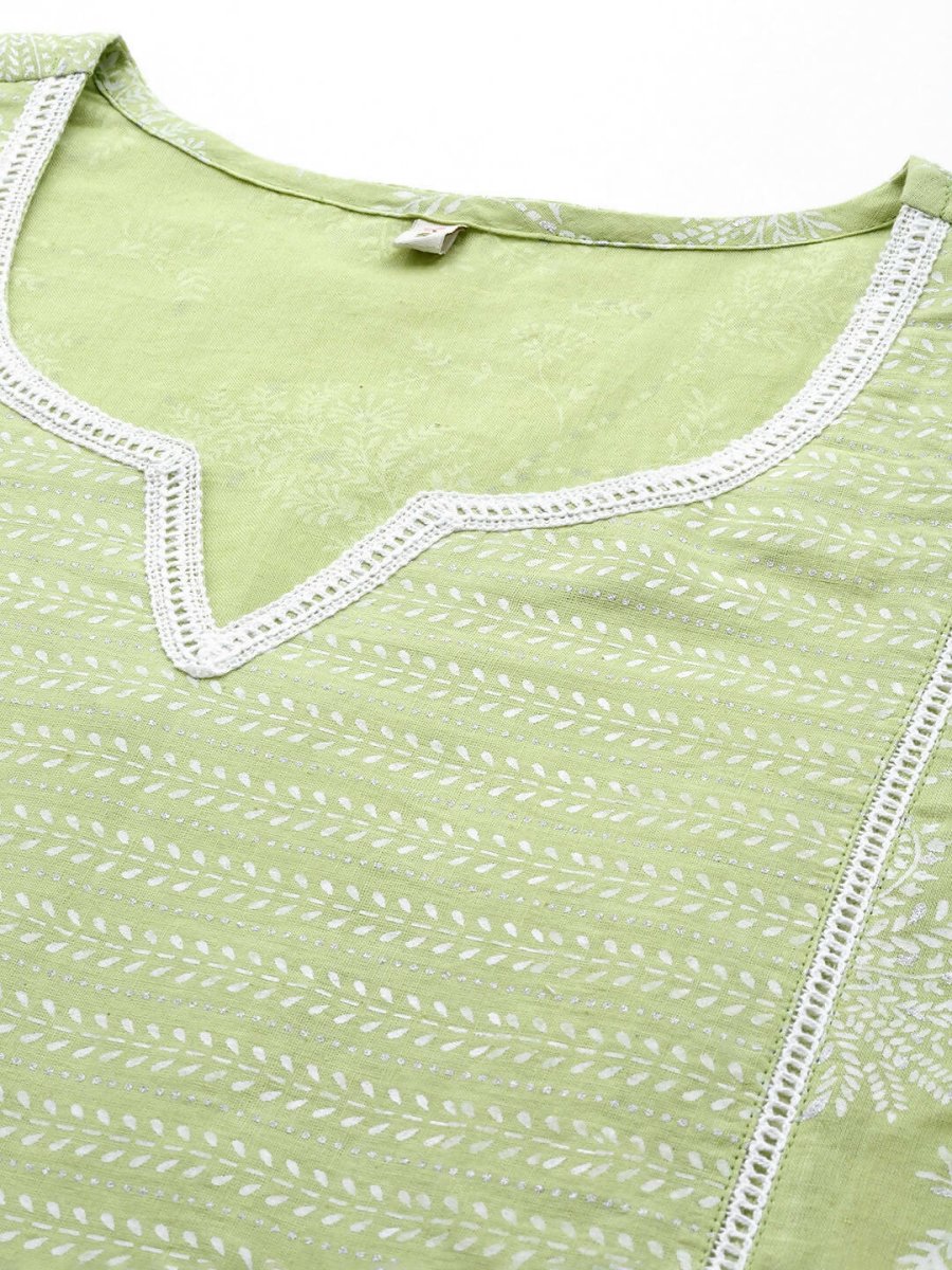Ahalyaa Women's Traditional Wea Kurta Set - Pista Green | Grocsy
