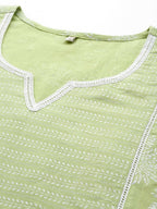 Ahalyaa Women's Traditional Wea Kurta Set - Pista Green | Grocsy