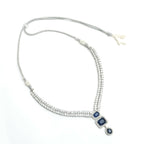 Mominos Fashion Johar Kamal Silver-Plated American Diamond Navy Blue Choker Set | Grocsy