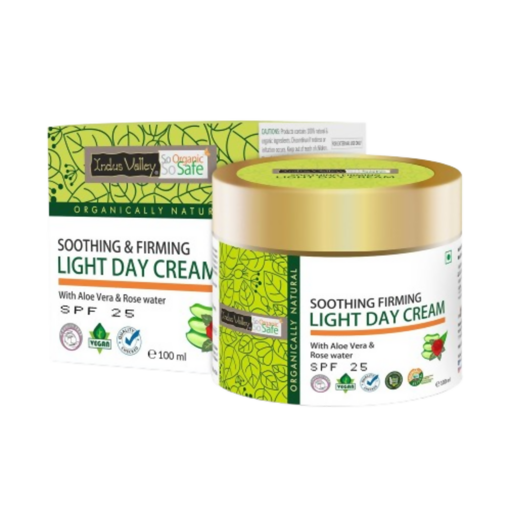 Indus Valley SPF 25 Soothing & Firming Light Day Cream - Aloe Vera & Rose Water | Grocsy