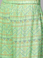 Yufta Women Green & Beige Printed Kurta palazzo Set | Grocsy