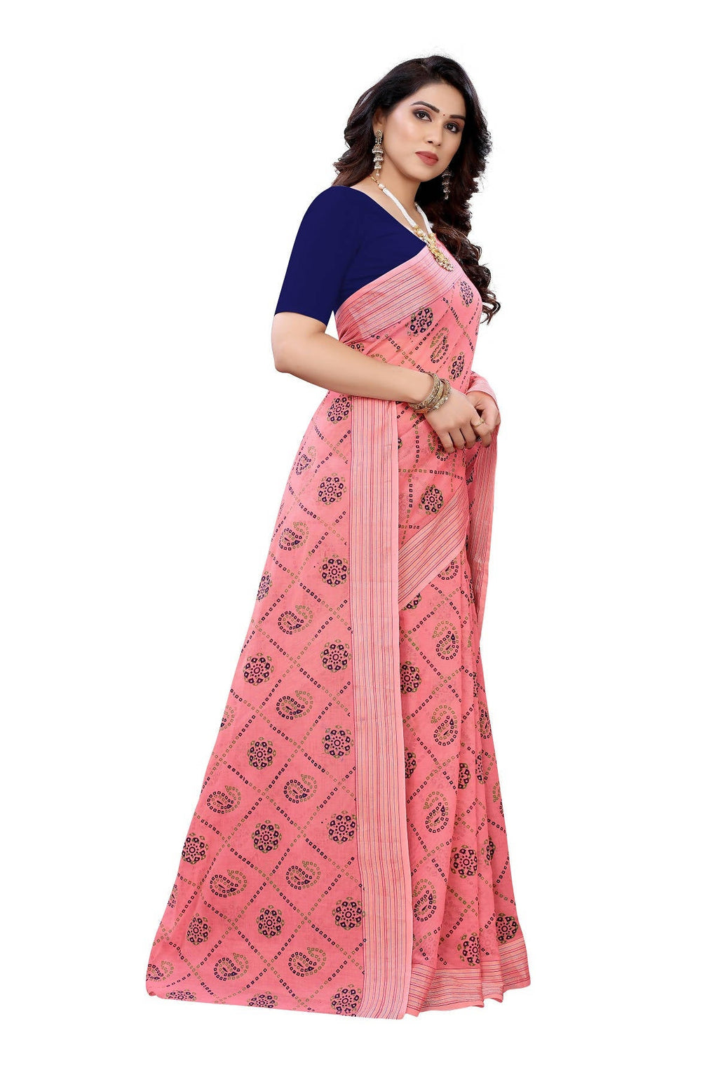 Vamika Peach Linen Jari Border Saree (CHARVI PEACH) | Grocsy