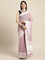 Shree Shyam Fashion Linen Purple Saree | Grocsy