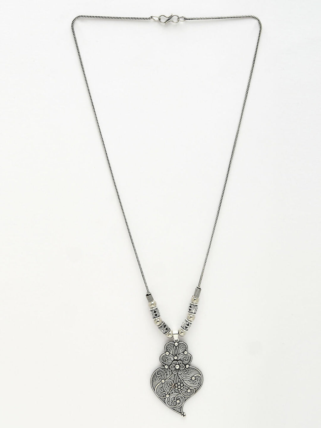 NVR Women's Silver-Toned German Silver Oxidised Pendant with Chain | Grocsy