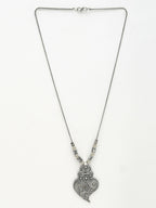NVR Women's Silver-Toned German Silver Oxidised Pendant with Chain | Grocsy
