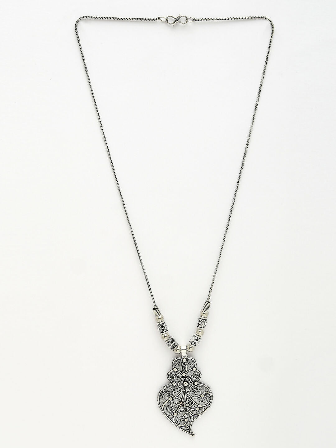 NVR Women's Silver-Toned German Silver Oxidised Pendant with Chain | Grocsy