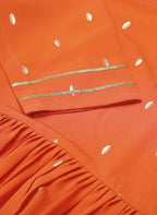FIORRA Women's Orange Poly Crepe Flared Kurta With Dupatta | Grocsy