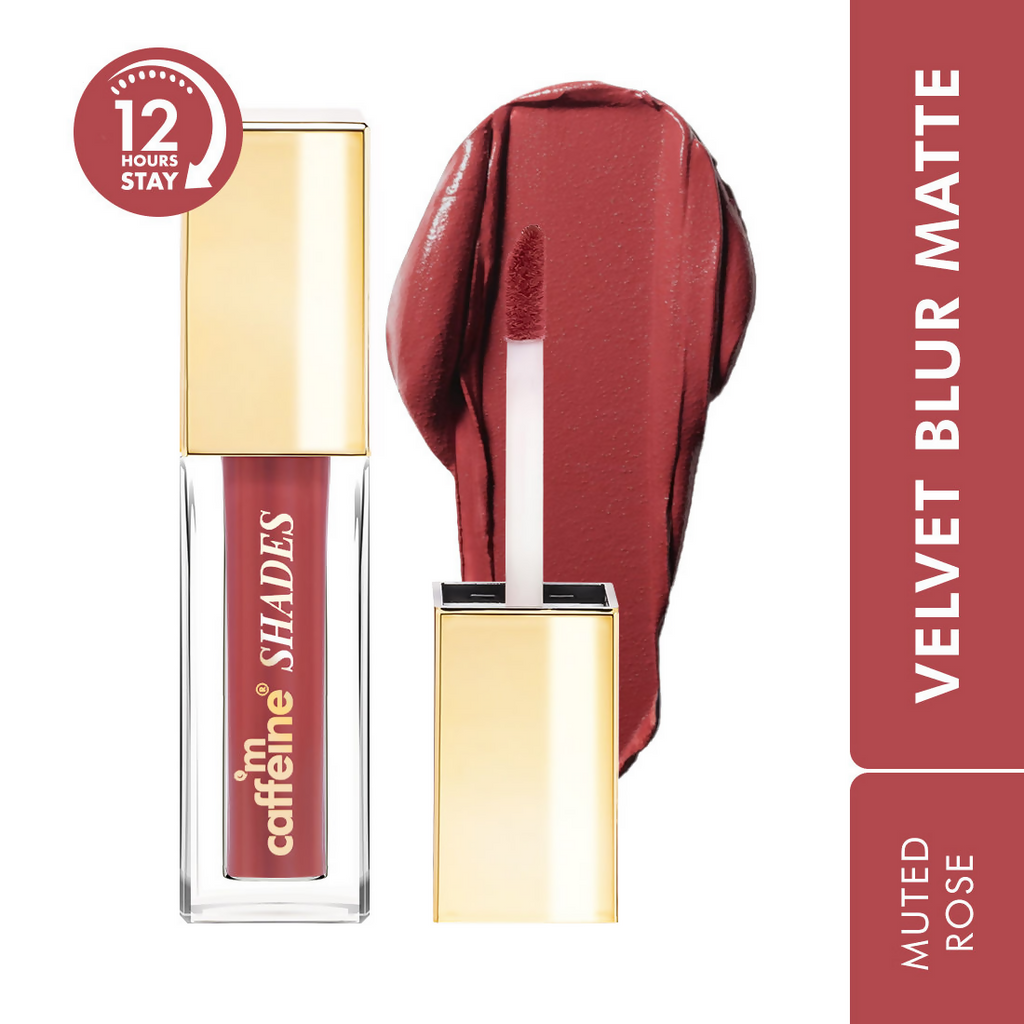 mCaffeine Shades Velvet Blur Matte Liquid Lipstick 12 Hrs Stay & Lightweight - Muted Rose | Grocsy