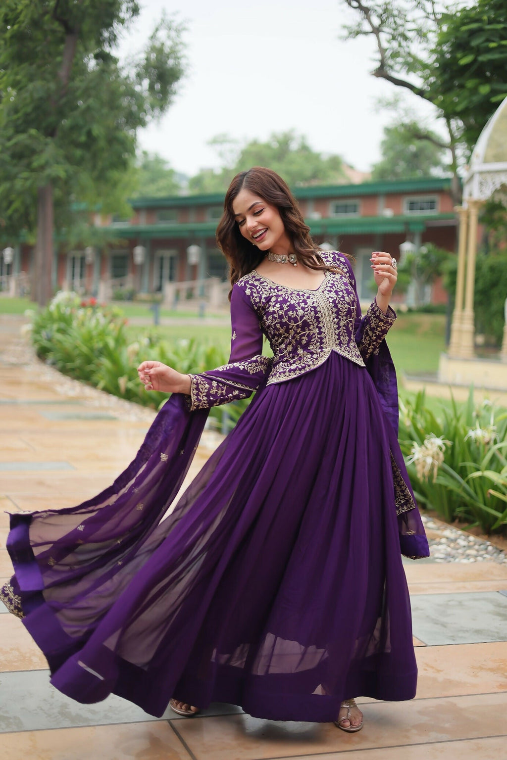 Joban Fashion Purple Georgette Sequence Embroidery Work Kurta Set | Grocsy