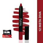 FLiCKA Lasting Lipsence Crayon Lipstick 12 Insta Diva - Light Red | Grocsy