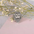NVR Men Silver-Plated Lion Face Finger Ring | Grocsy