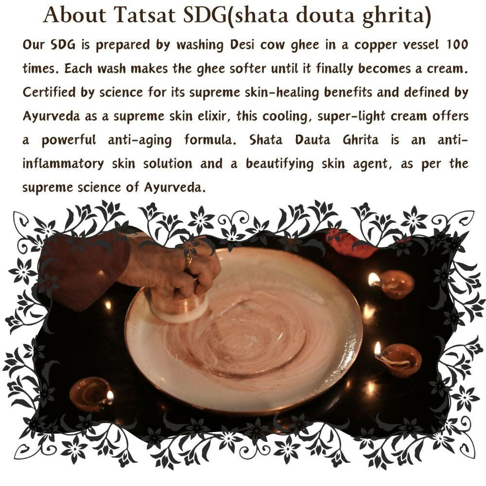 Tatsat Shata Dhauta Ghrita Infused With (Harshingar Flower Absolute)- 100 Times Washed Desi Cow A2 Ghee Moisturizing Cream | Grocsy