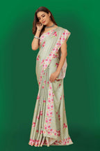 Aayaa Designer Printed Satin Saree - Multi Color | Grocsy