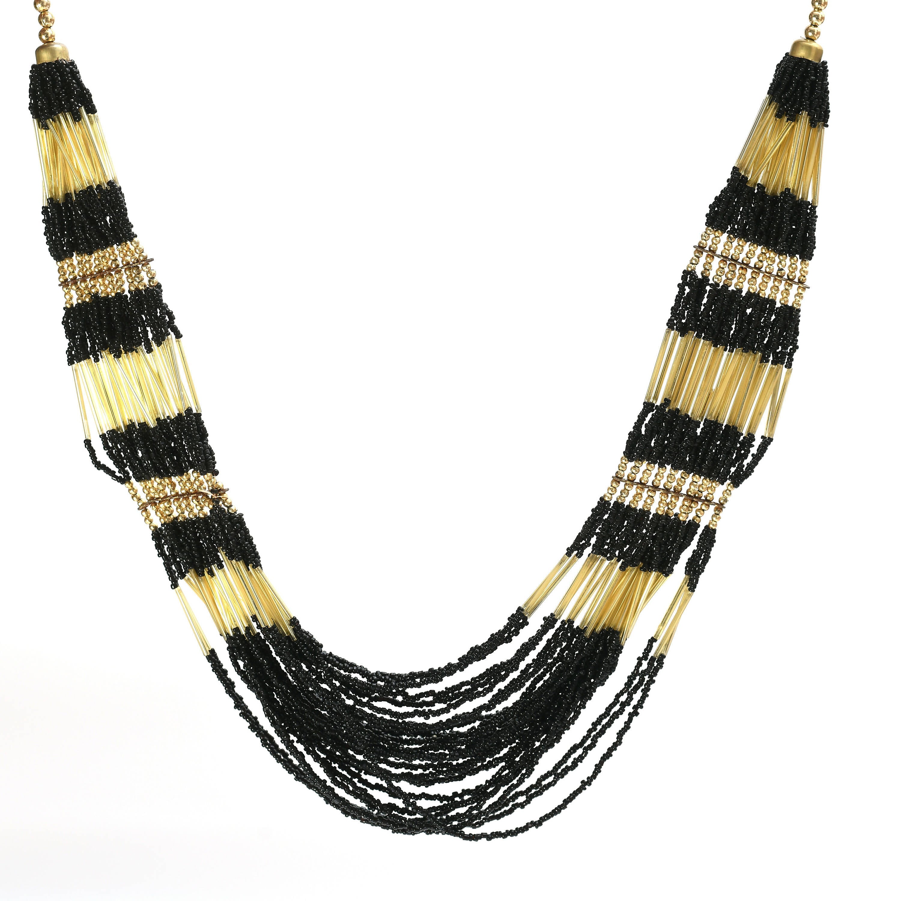 Mominos Fashion Johar Kamal Handicraft Finish Beads Work Long Necklace For Women (Black /Golden) | Grocsy