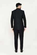 Joban Fashion Black Colored Imported Jacquard Fabric Open Prince Coat, Jacket With Pant | Grocsy
