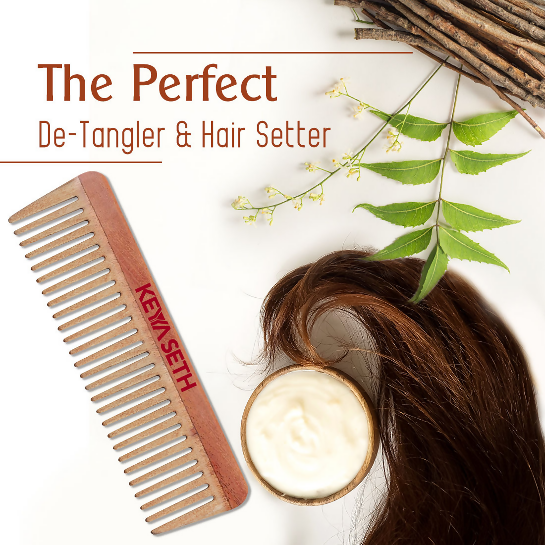 Keya Seth Neem Wooden Comb Wide Tooth | Grocsy