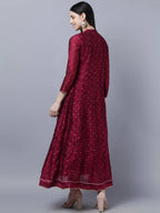 Myshka Women Brown Gold-Toned Anarkali Kurta With Dupatta | Grocsy