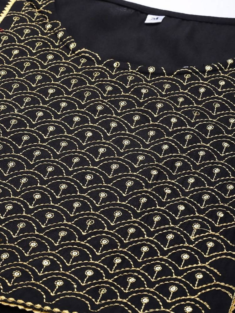Yufta Women Black Yoke Design Kurta with Palazzo | Grocsy