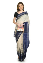 Vamika Sambalpuri Ikat Cotton Scot Dali Tasrite & Blue Saree | Grocsy