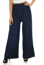 Mominos Fashion Moeza Reyon Cotton Navy Blue Chikan Work Palazzo | Grocsy